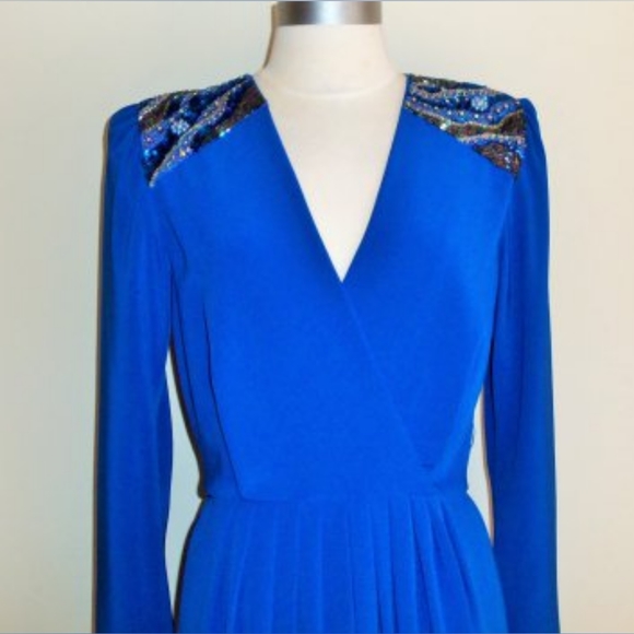 Miss Elliette Cobalt Blue Vintage Dress Size 6 - Picture 7 of 10